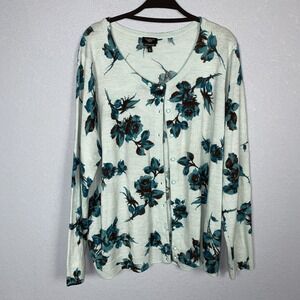 TALBOTS Woman 2XL 100 % Merino Wool Long Sleeve Button Up Cardigan‎ Sweater